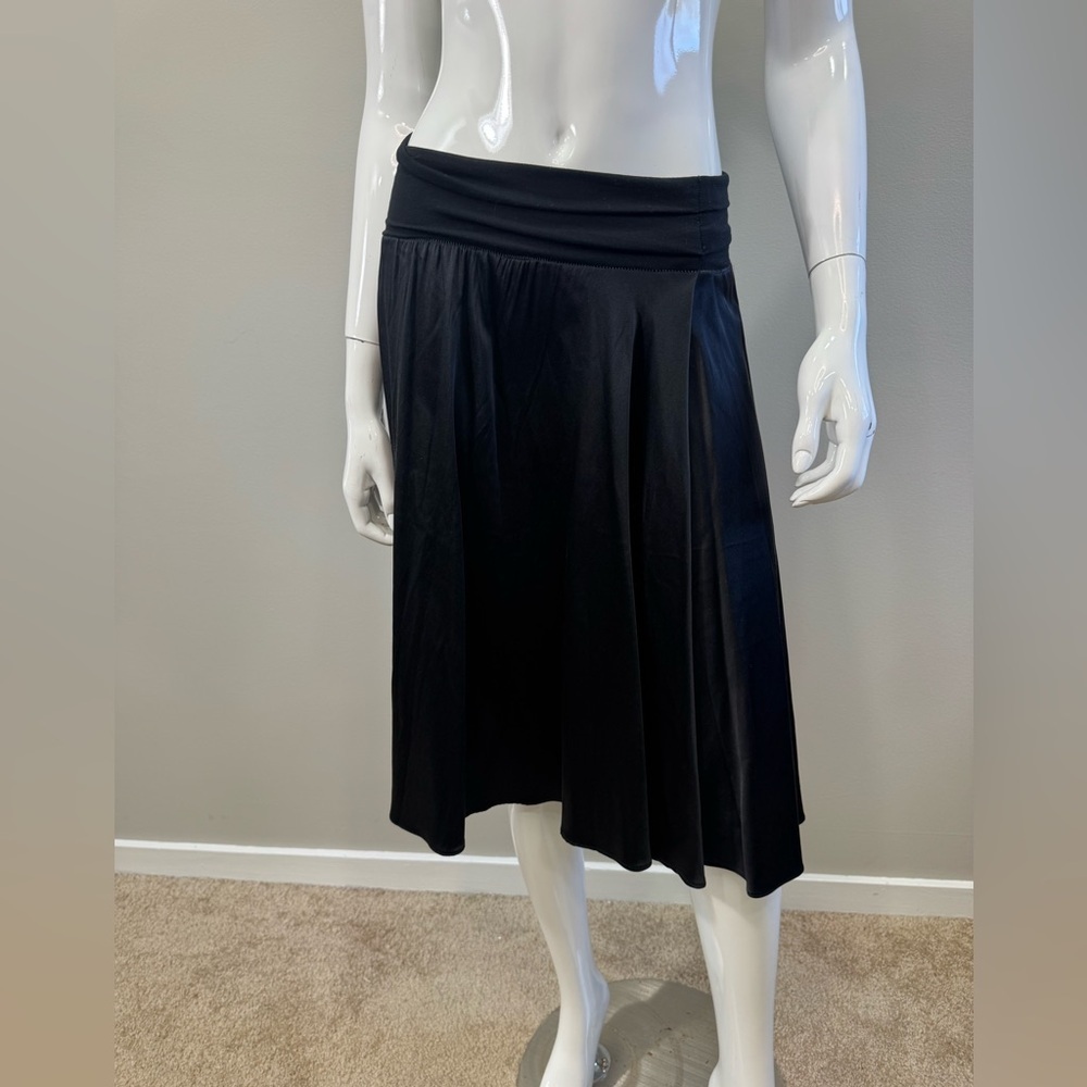 ROZAE NICHOLS Black Silk Blend A-Line Skirt Size S Elegant Pull On Knee Length - Picture 6 of 9